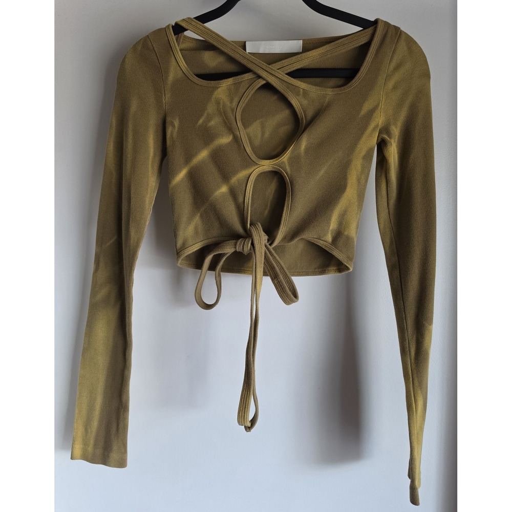 Dion Lee Green Square Neck Long Sleeve Top Blouse Size S Minimalist Shirt